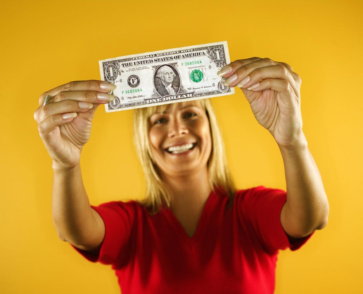 Dollar-Cash-Bill-Woman-Happy-Money