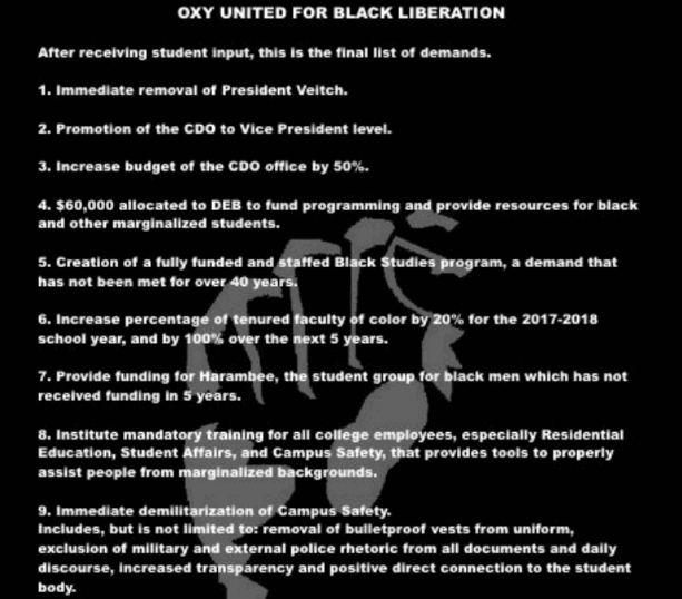 oxy united for black liberation demands